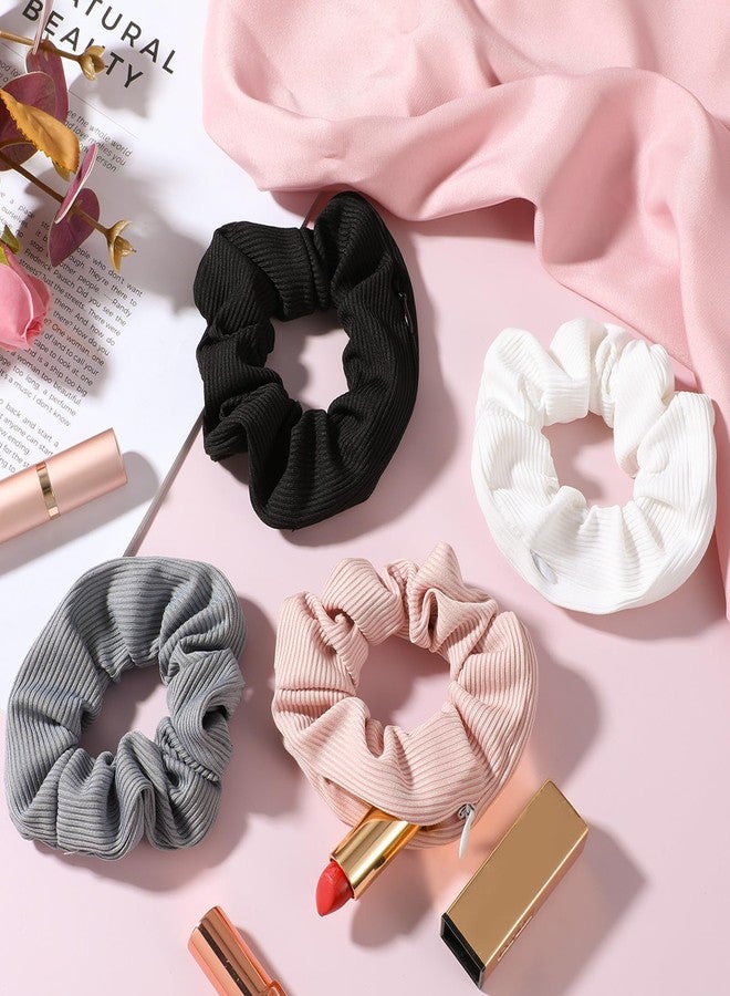 DOPENSPI 4PCS Zipper Scrunchies, Hidden Pocket Scrunchie Stash Scrunchie Hair Ties Large Ponytail Holder Hidden Pocket Hairs Accessories for Women Girls All Hair - Image 5
